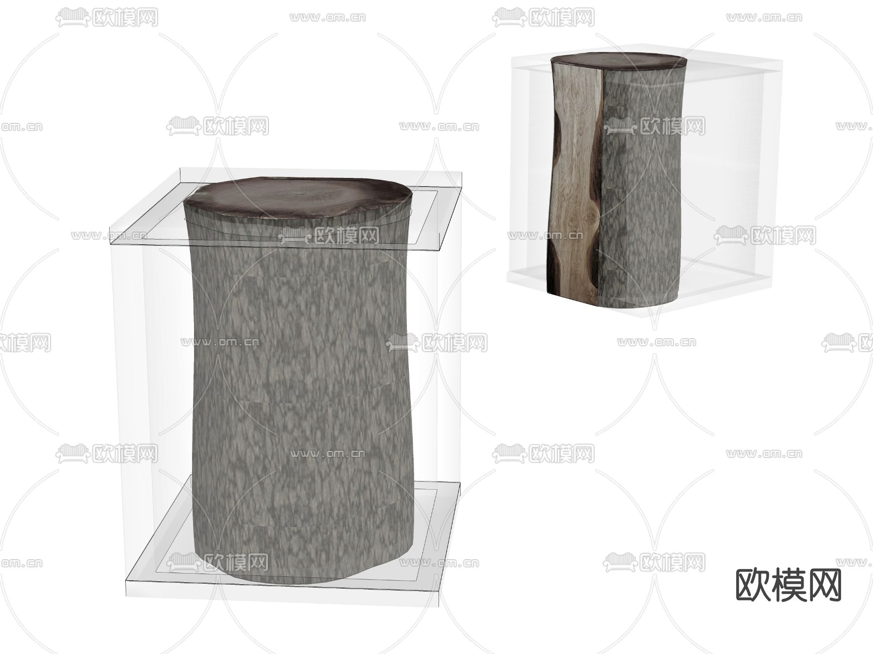 现代亚克力树桩凳子su模型下载（渲染图2）