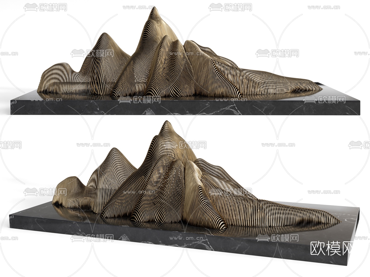 新中式雕塑小品su模型下载（渲染图1）