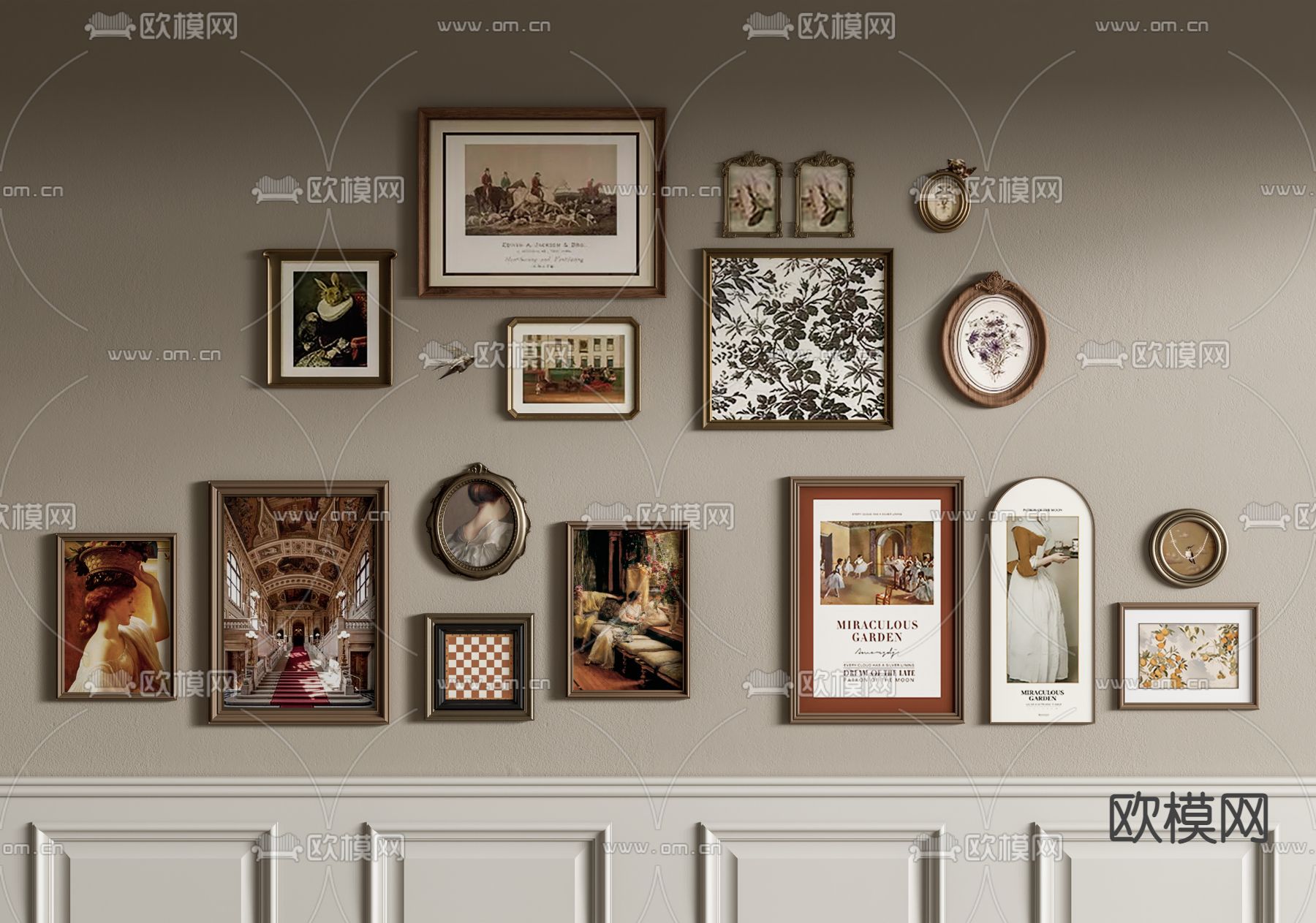 欧式装饰画  组合画 挂画3d模型下载