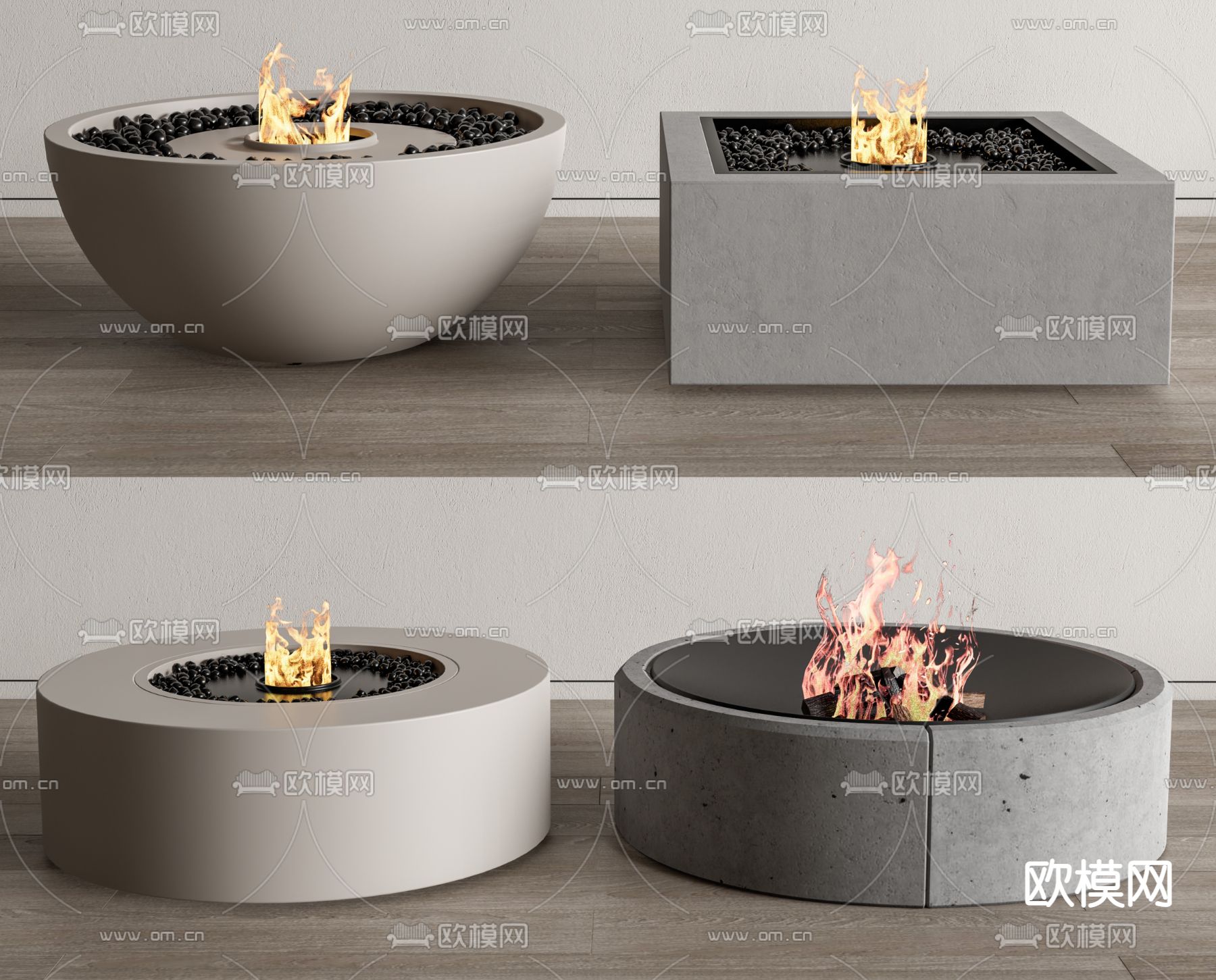 现代壁炉 火盆 篝火su模型下载（渲染图1）