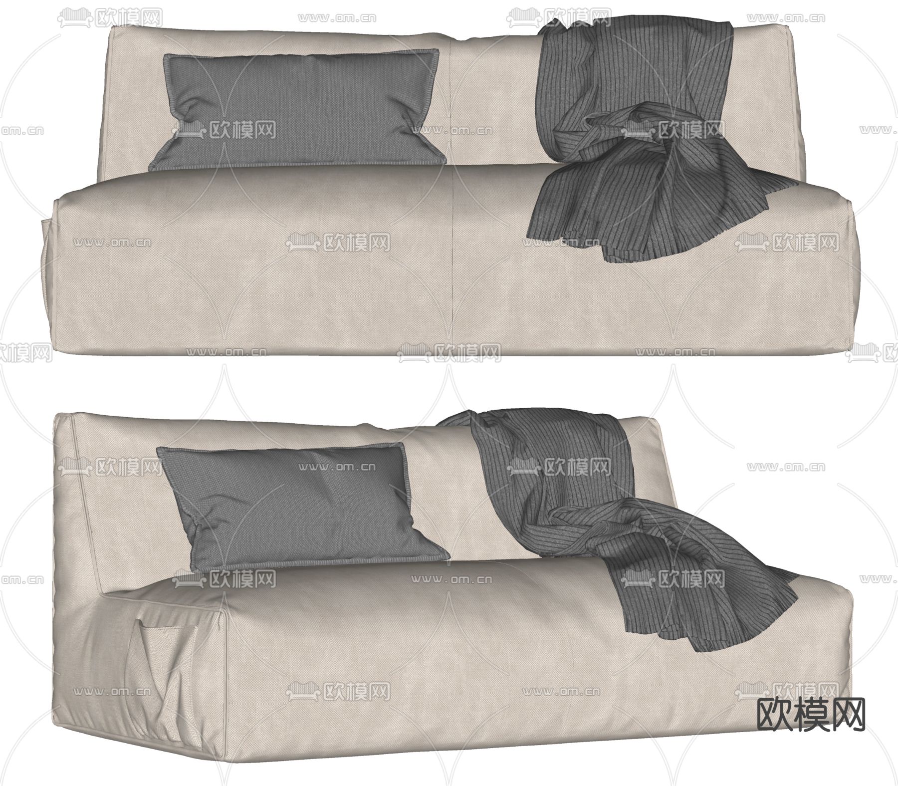 Gart侘寂双人沙发su模型