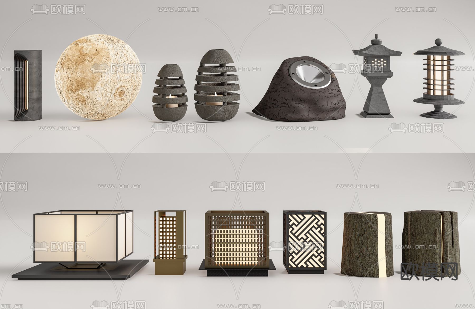 户外灯 景观灯 庭院灯 草坪灯 月球灯3d模型下载