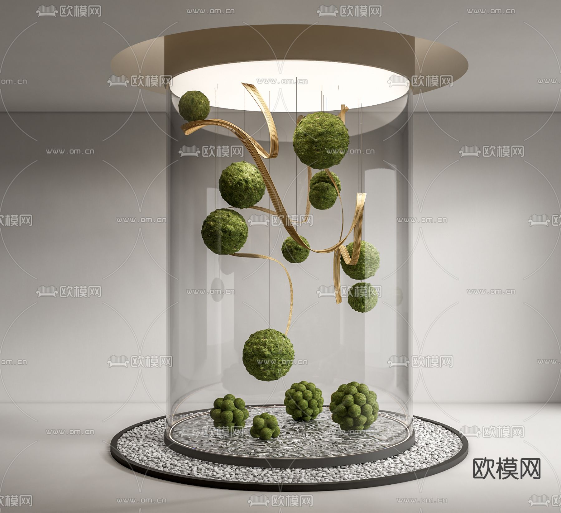 室内造景 苔藓球3d模型下载