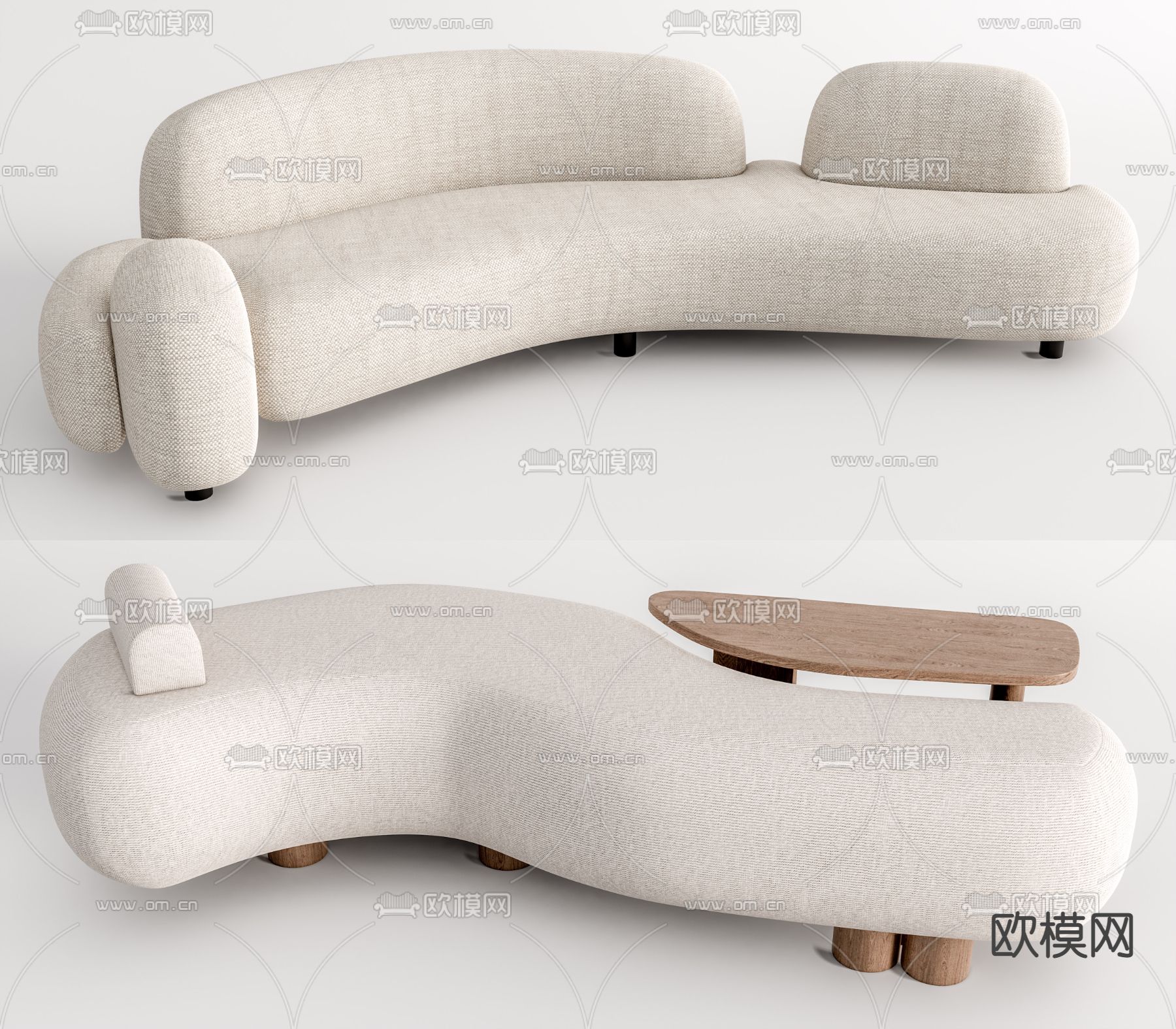 现代布艺弧形沙发su模型