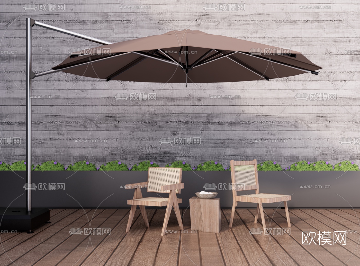 现代户外遮阳伞su模型