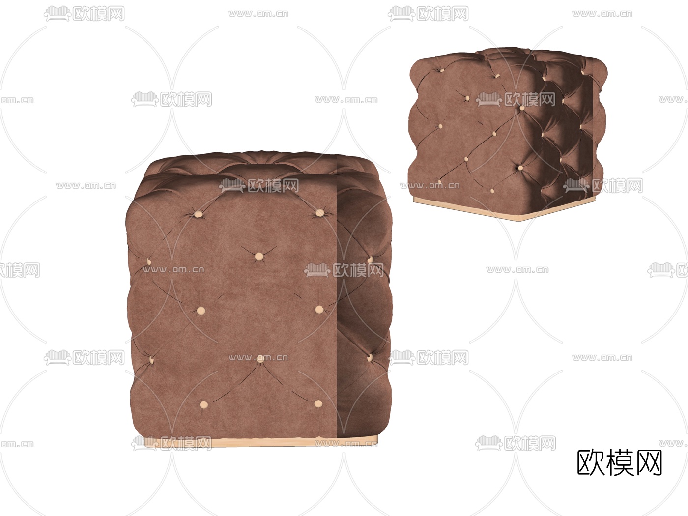 现代布艺搁脚凳su模型