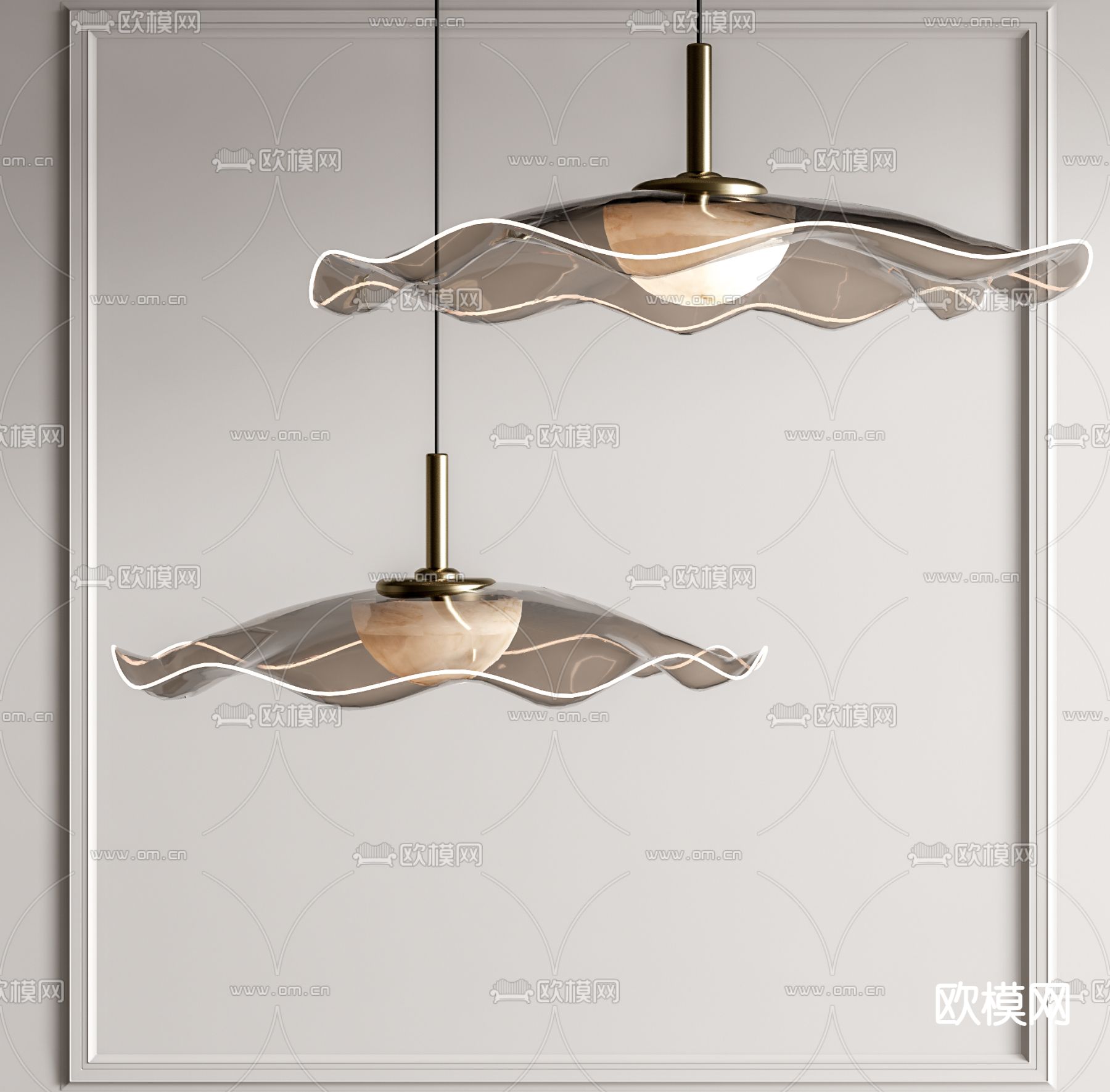 现代轻奢吊灯su模型