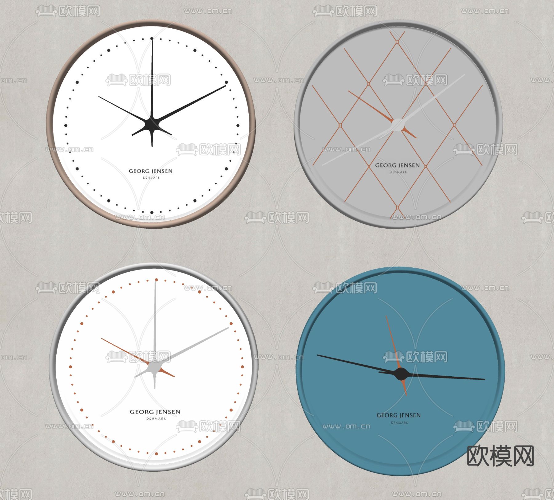 现代挂钟 钟表su模型下载（渲染图2）