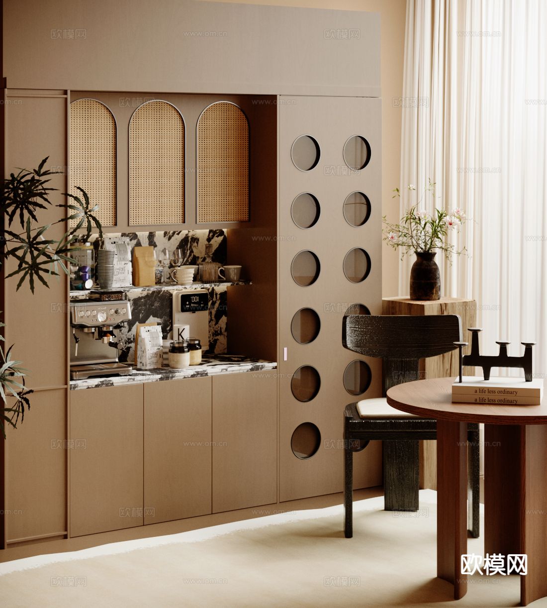 中古风餐边柜3d模型下载