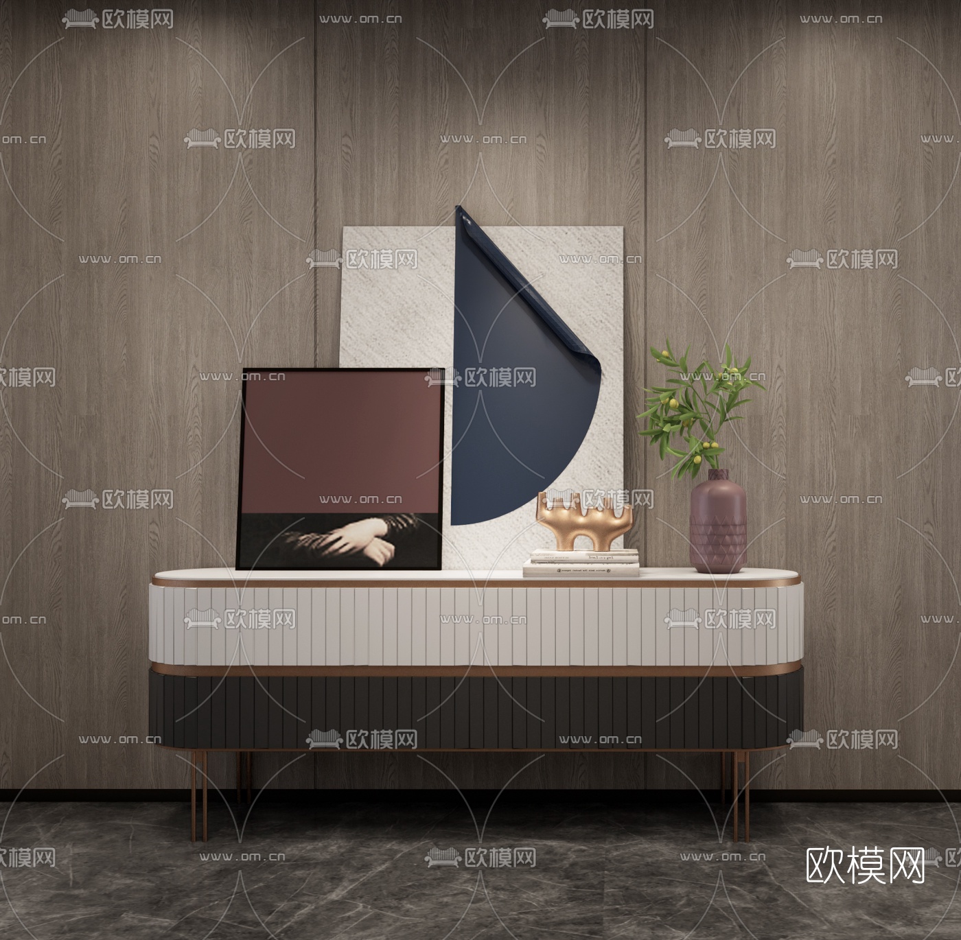 现代轻奢边柜su模型