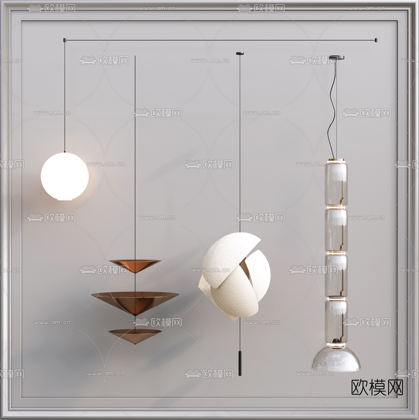 现代轻奢吊灯su模型下载（渲染图1）