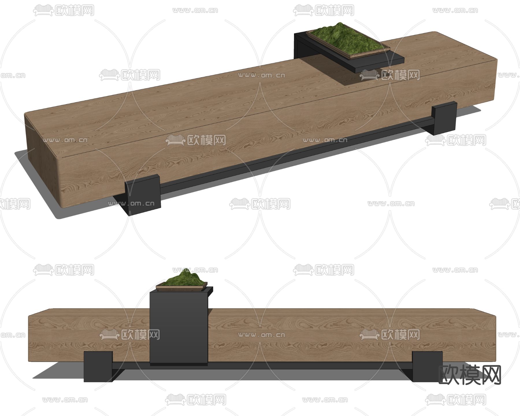 现代户外凳子 景观长凳su模型