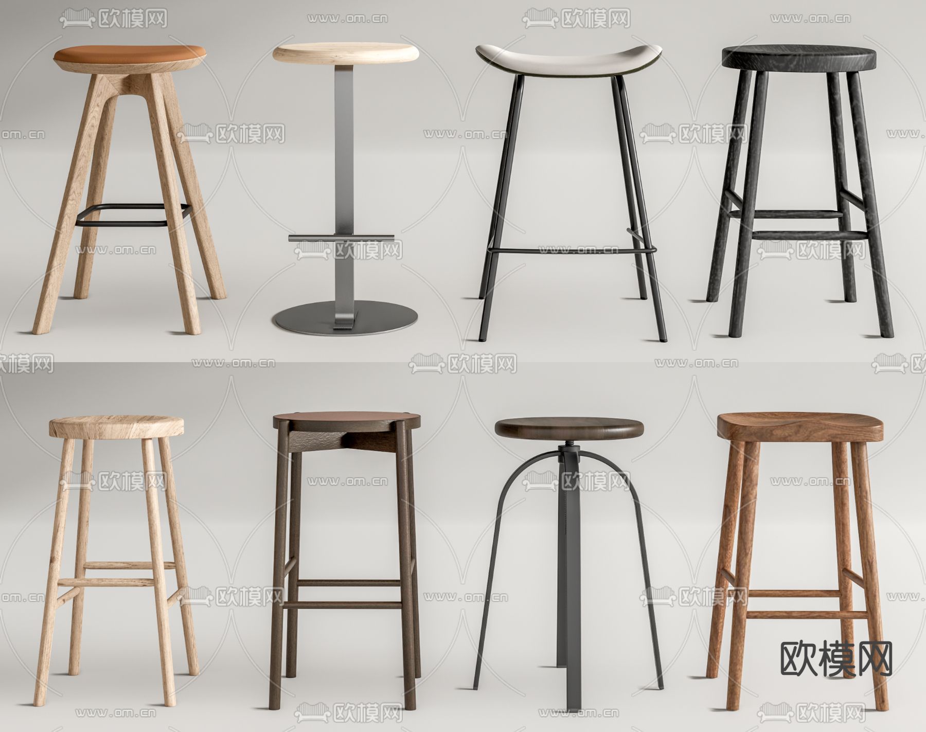 现代吧椅 吧凳su模型下载（渲染图1）