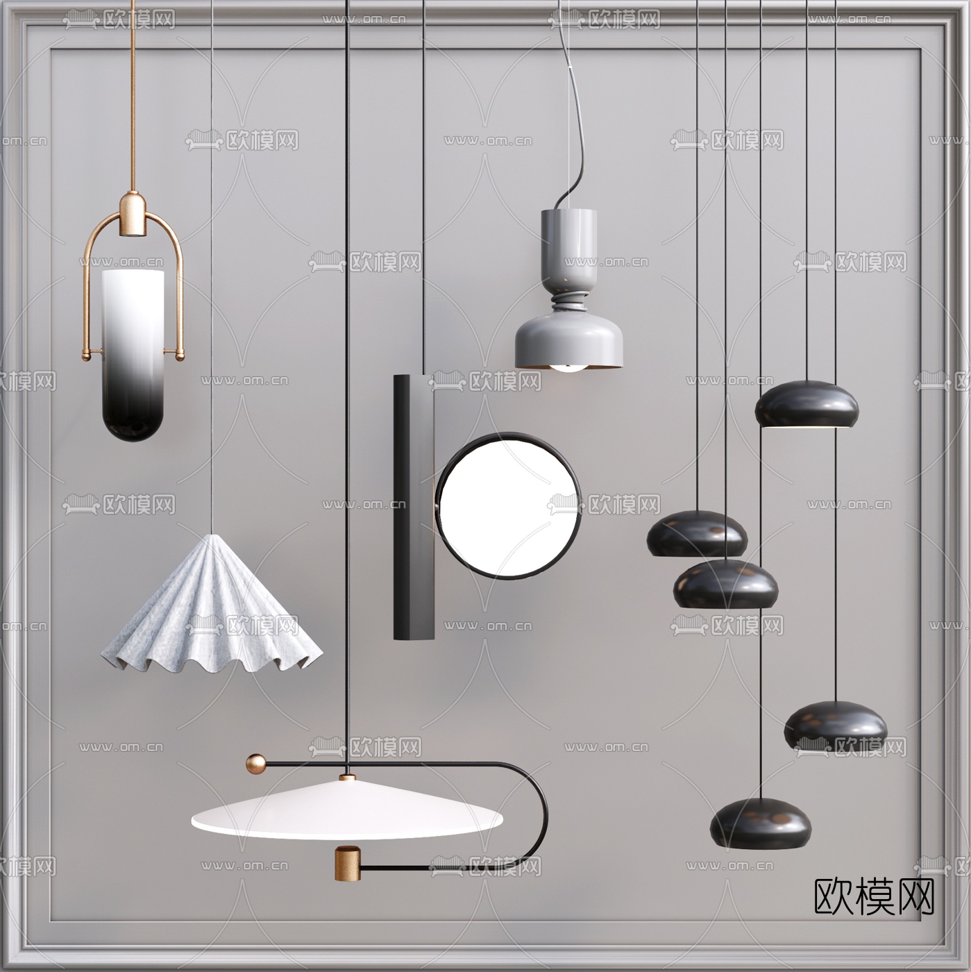 现代轻奢吊灯su模型下载（渲染图1）