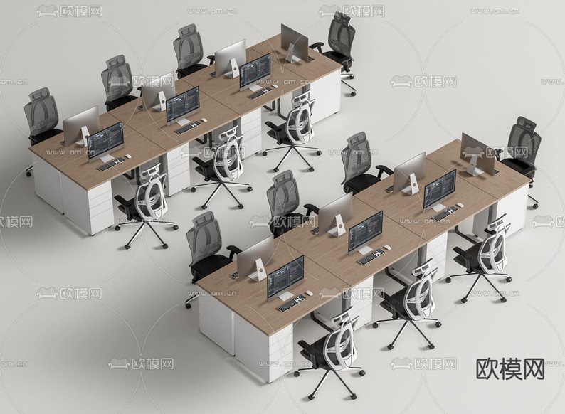 办公桌 员工桌 卡位桌 工位3d模型下载