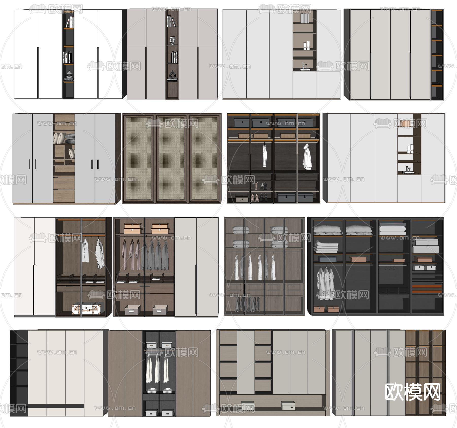 现代衣柜 玻璃衣柜su模型下载（渲染图2）