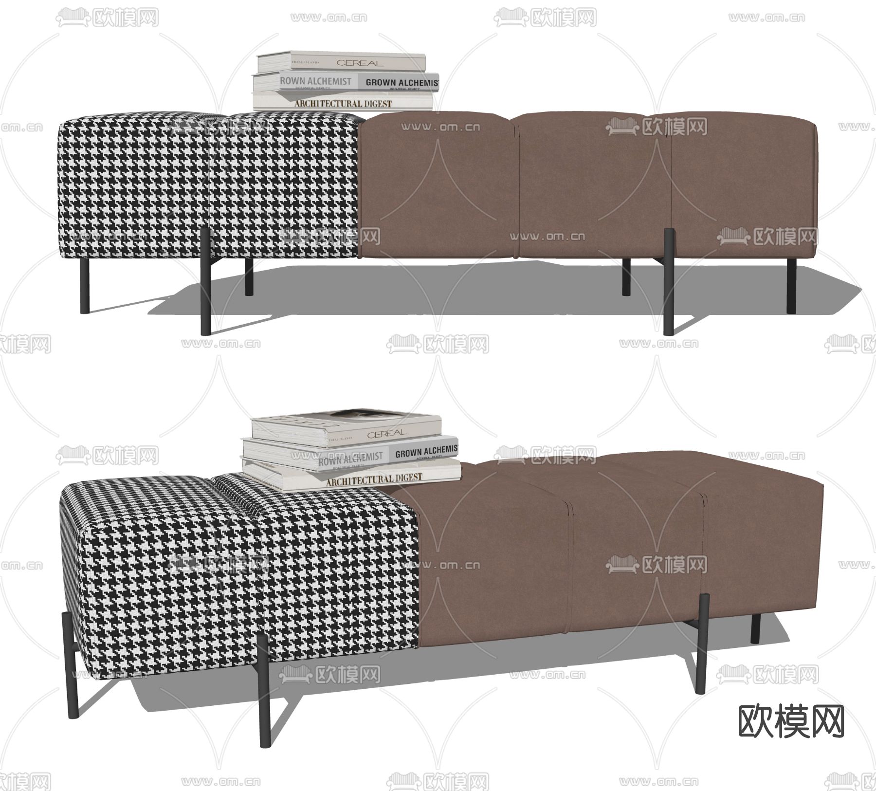 现代床尾凳脚踏su模型下载（渲染图2）