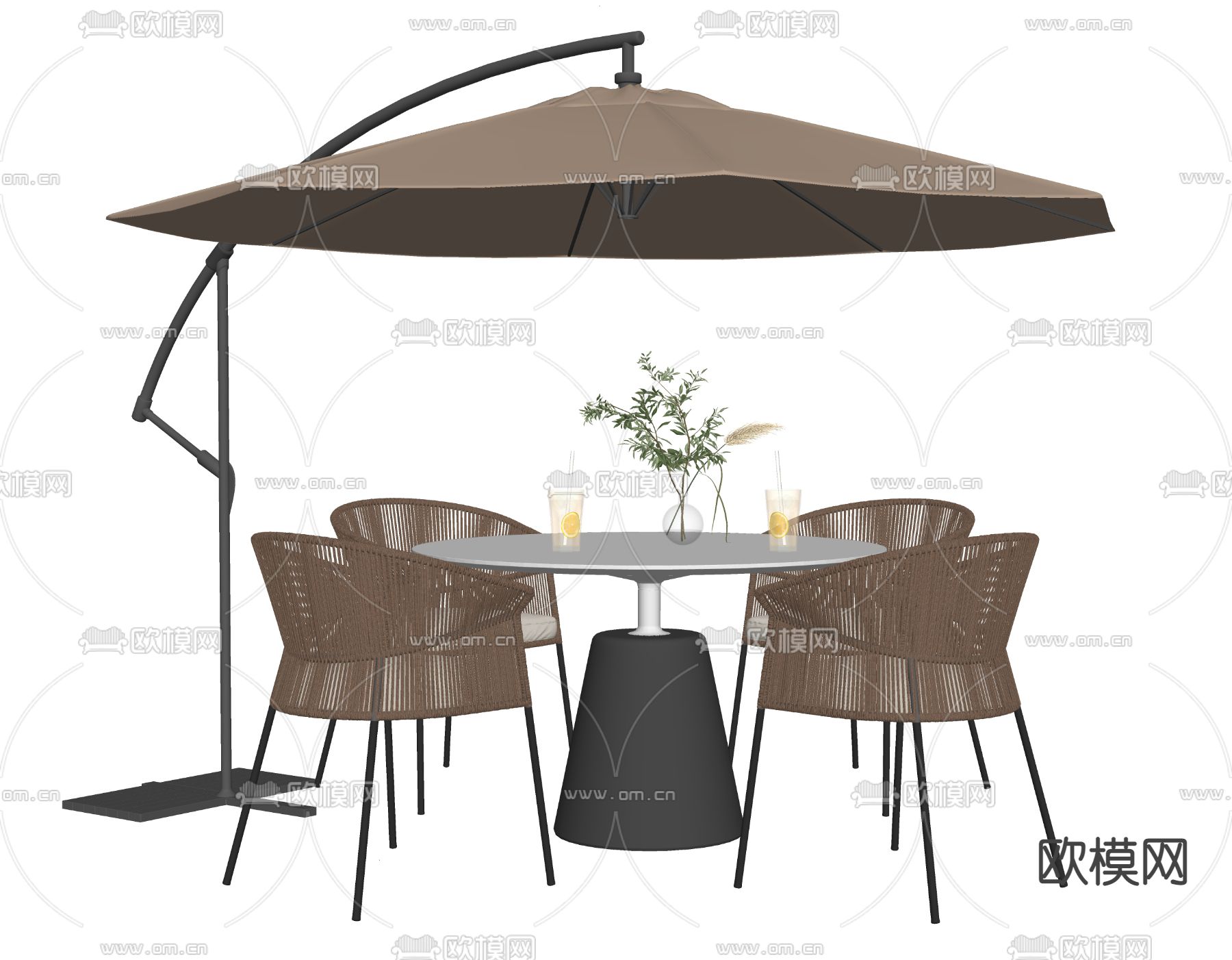 现代户外桌椅 休闲桌椅su模型