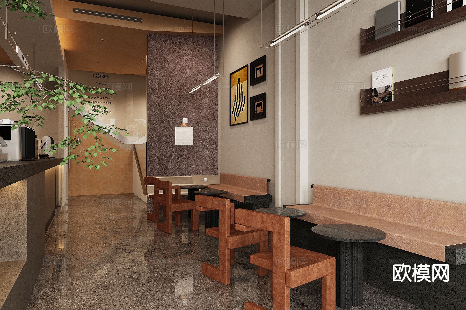 中古风咖啡厅3d模型下载（渲染图3）