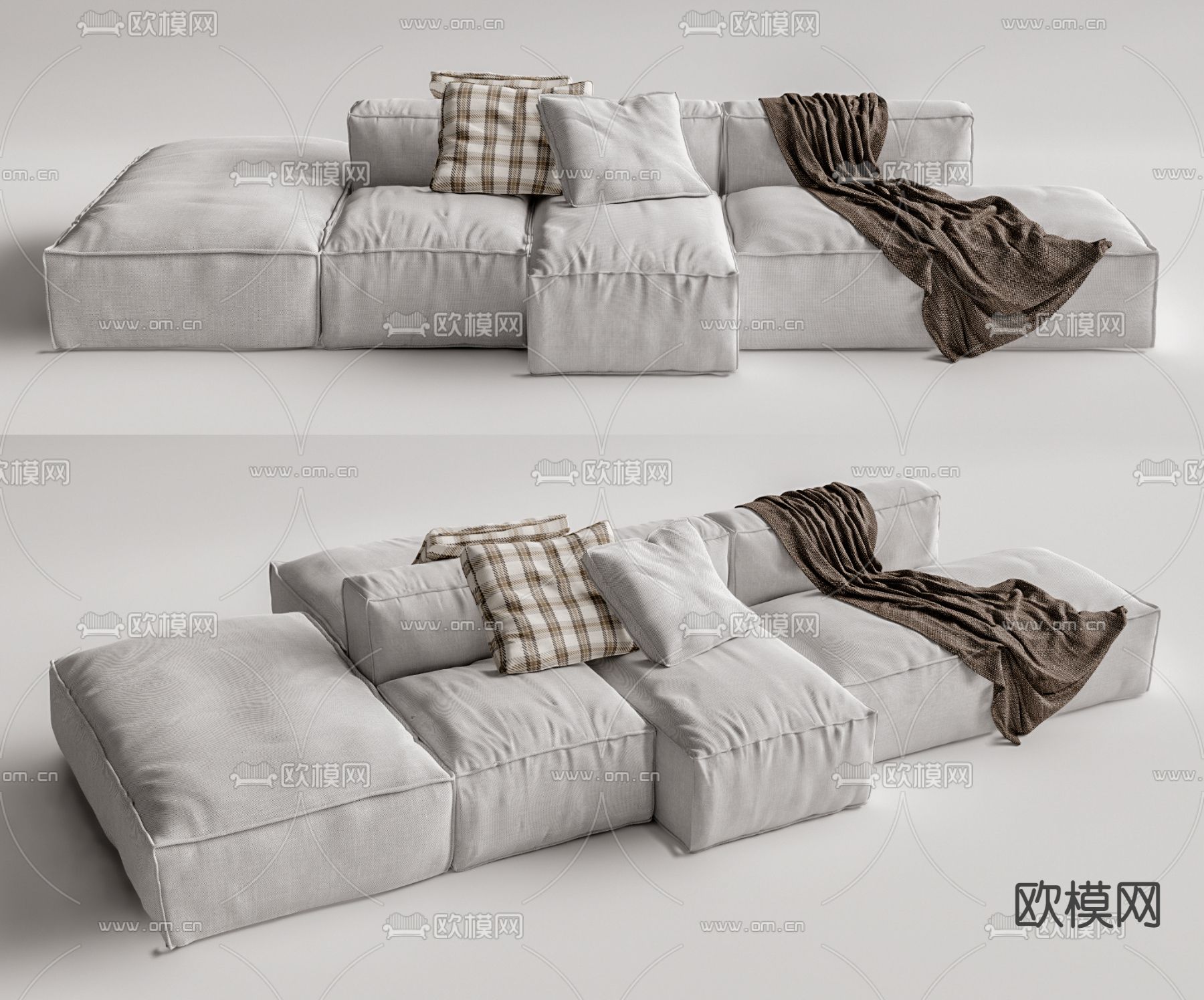 现代多人沙发su模型