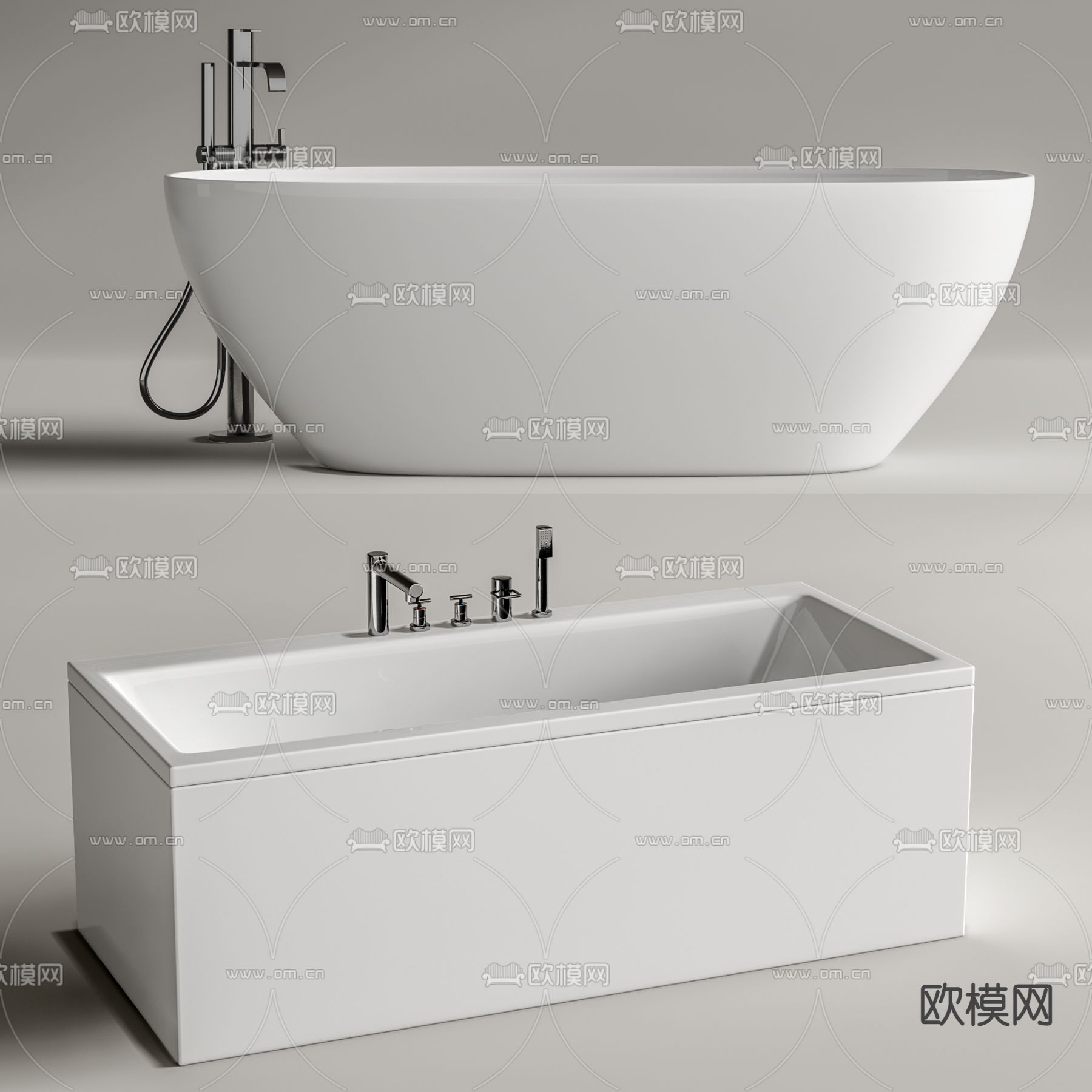 现代浴缸su模型下载（渲染图1）