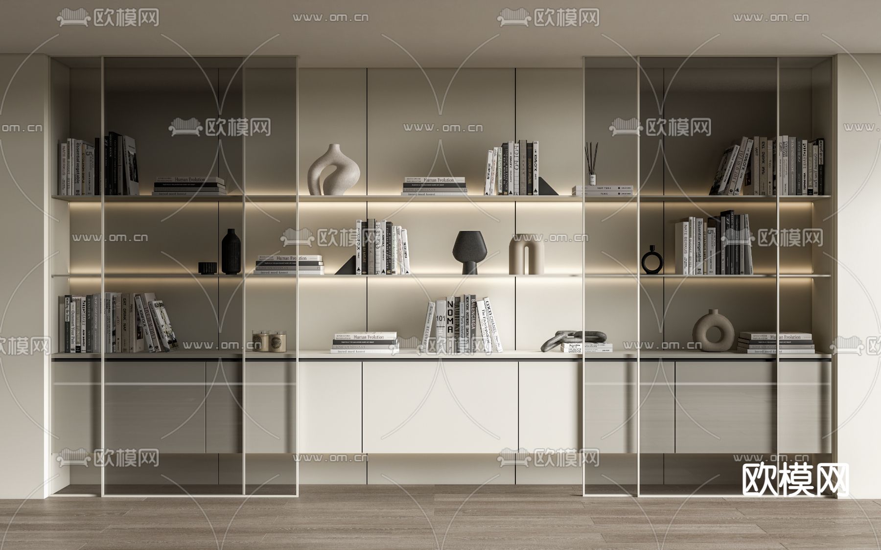 透明书柜su模型