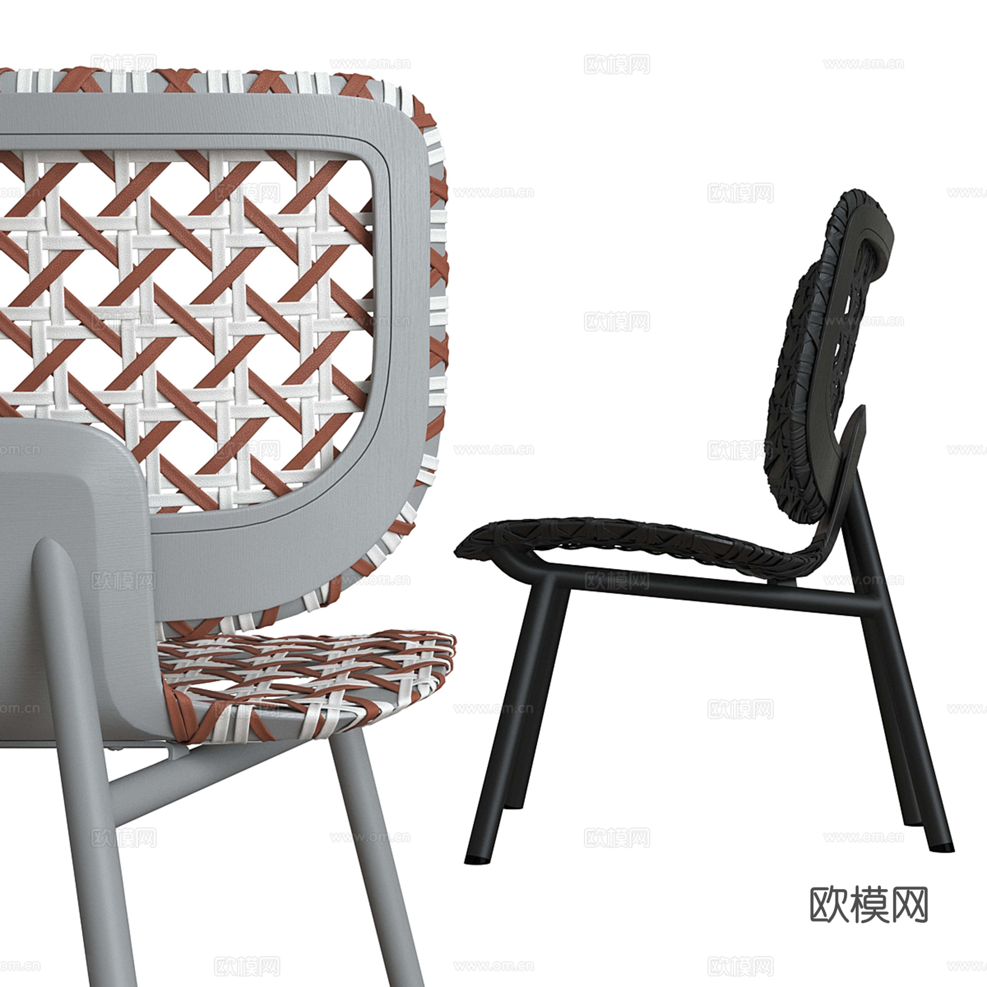中古风休闲椅 单椅 躺椅 编织椅su模型