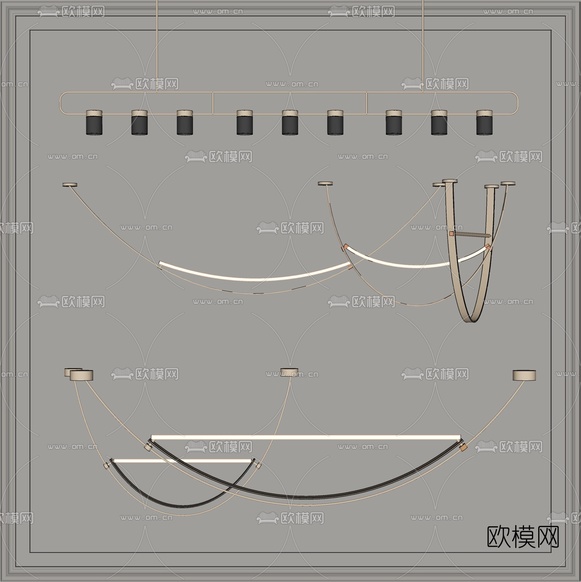 现代轻奢吊灯su模型下载(渲染图2)