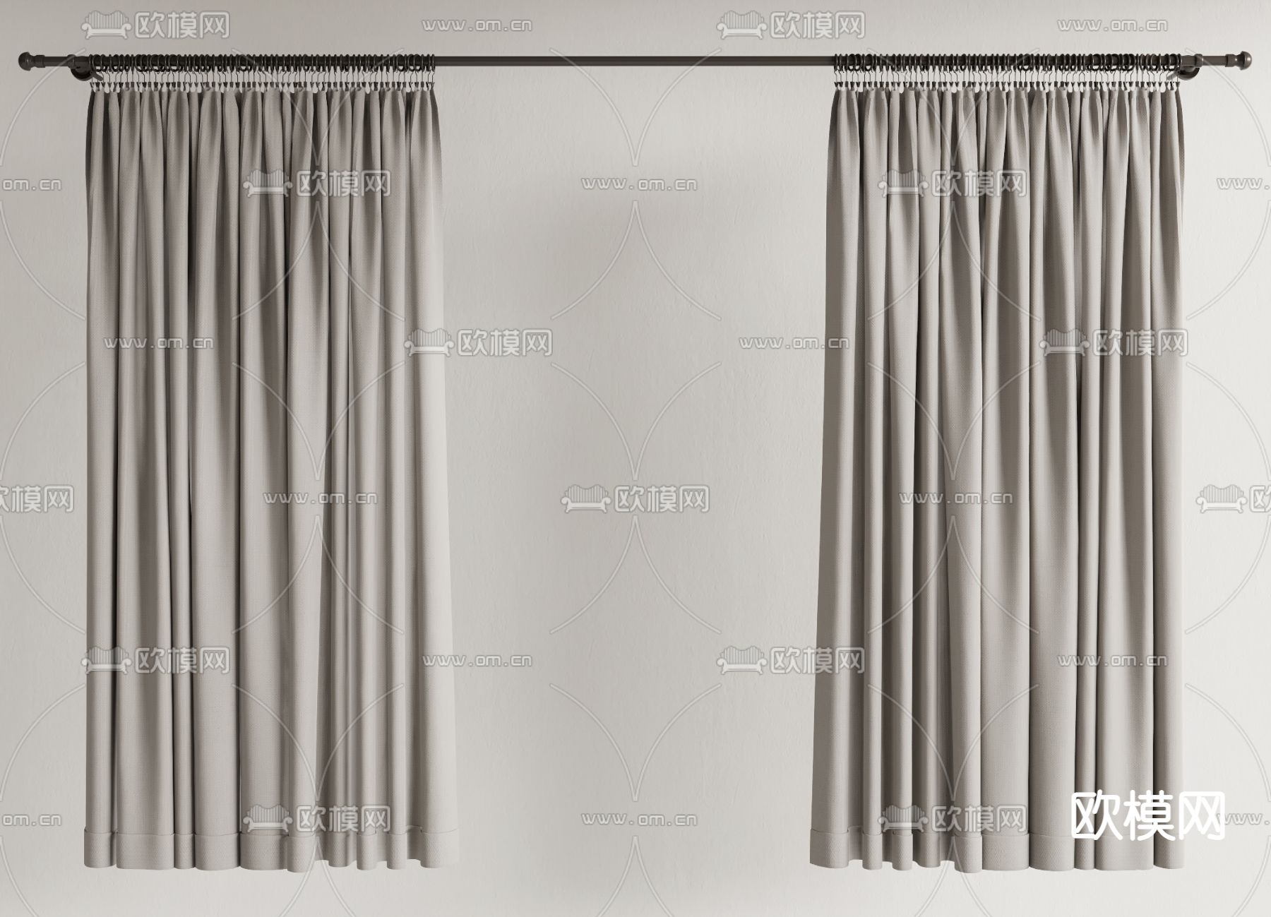 现代窗帘 拉帘su模型