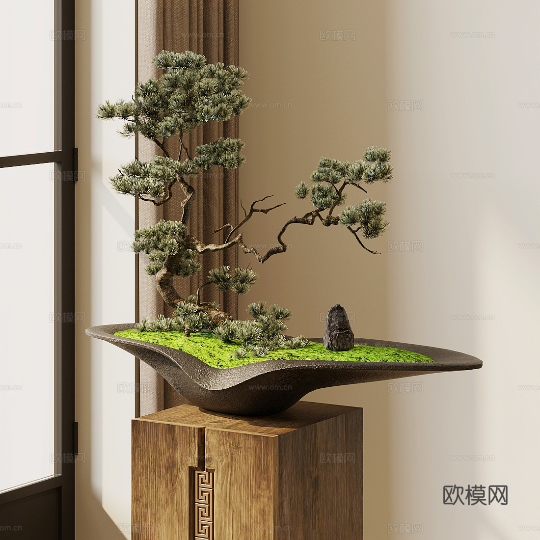 新中式盆栽 盆景3d模型