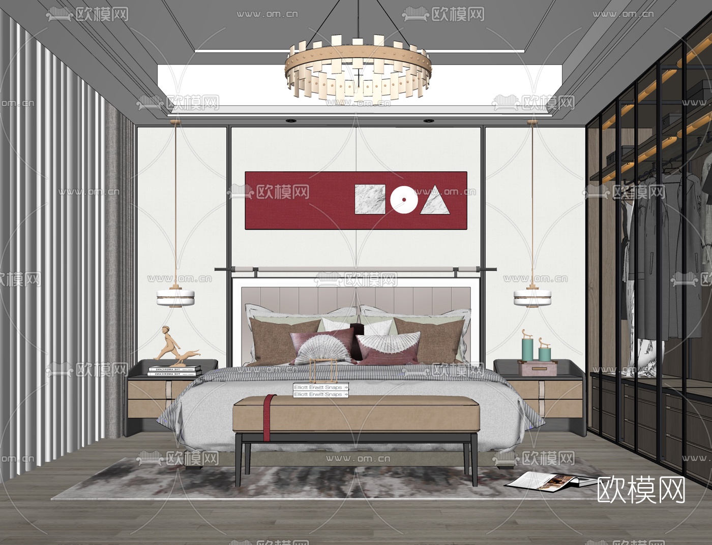 现代卧室su模型