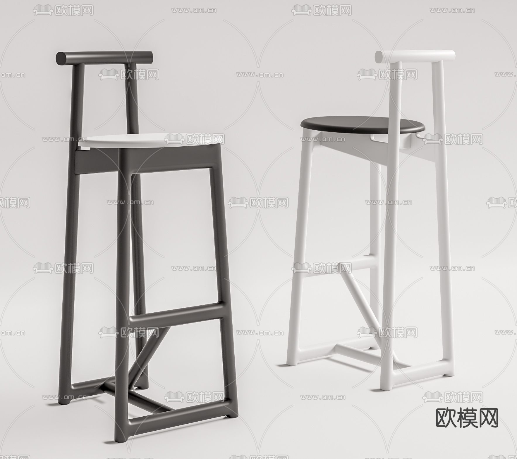 现代吧椅su模型下载（渲染图1）