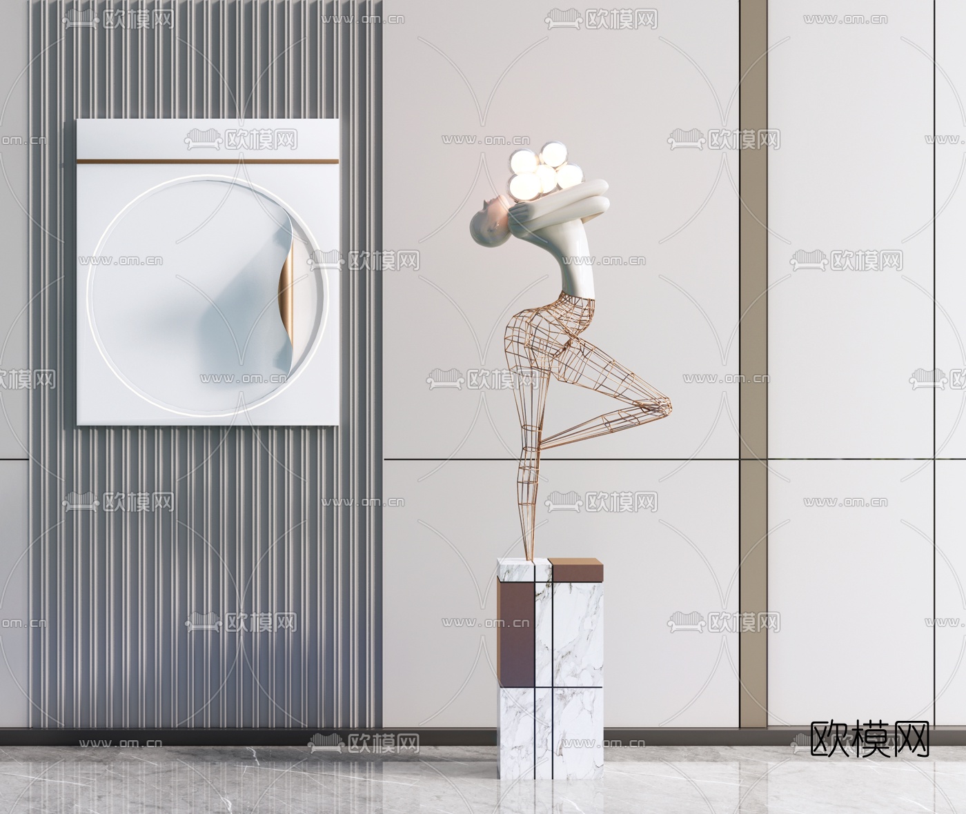 现代抽象人物雕塑su模型