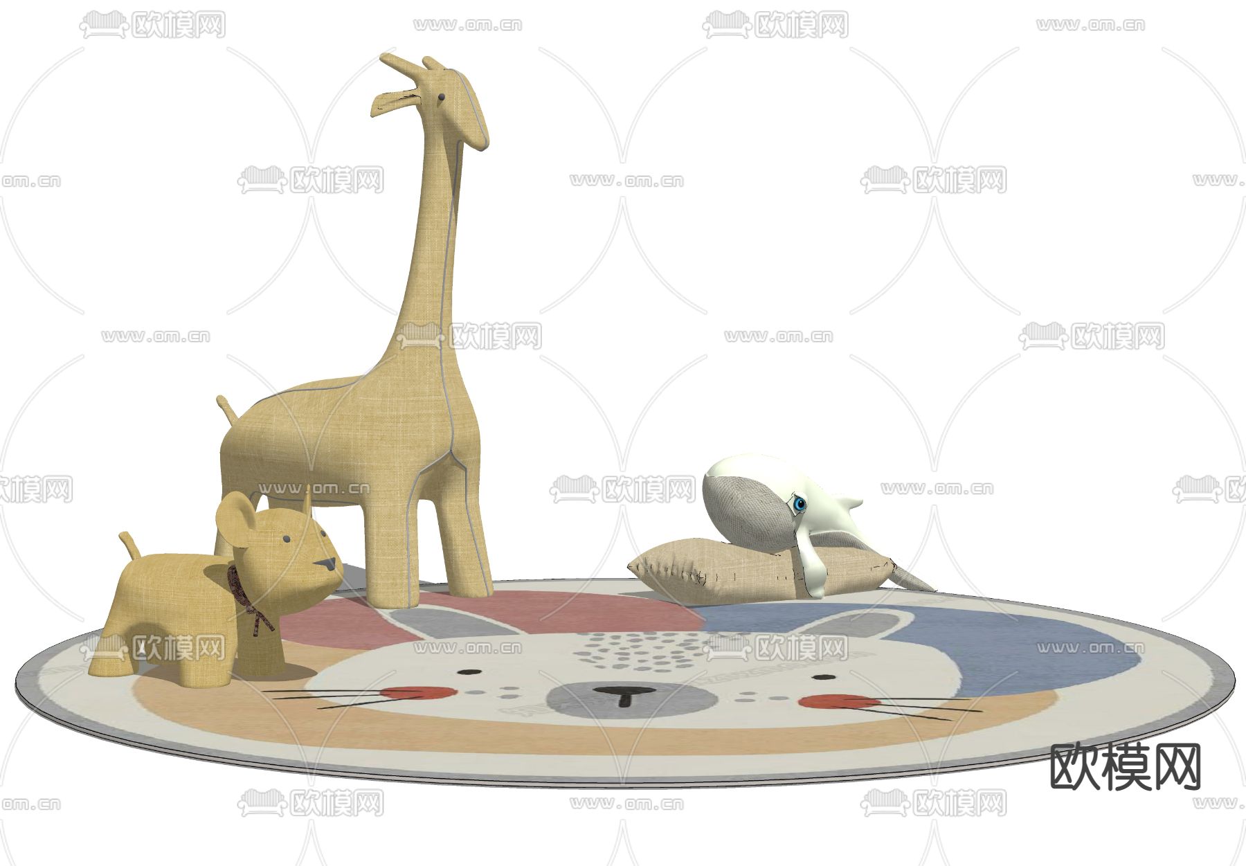 现代毛绒玩具 su模型