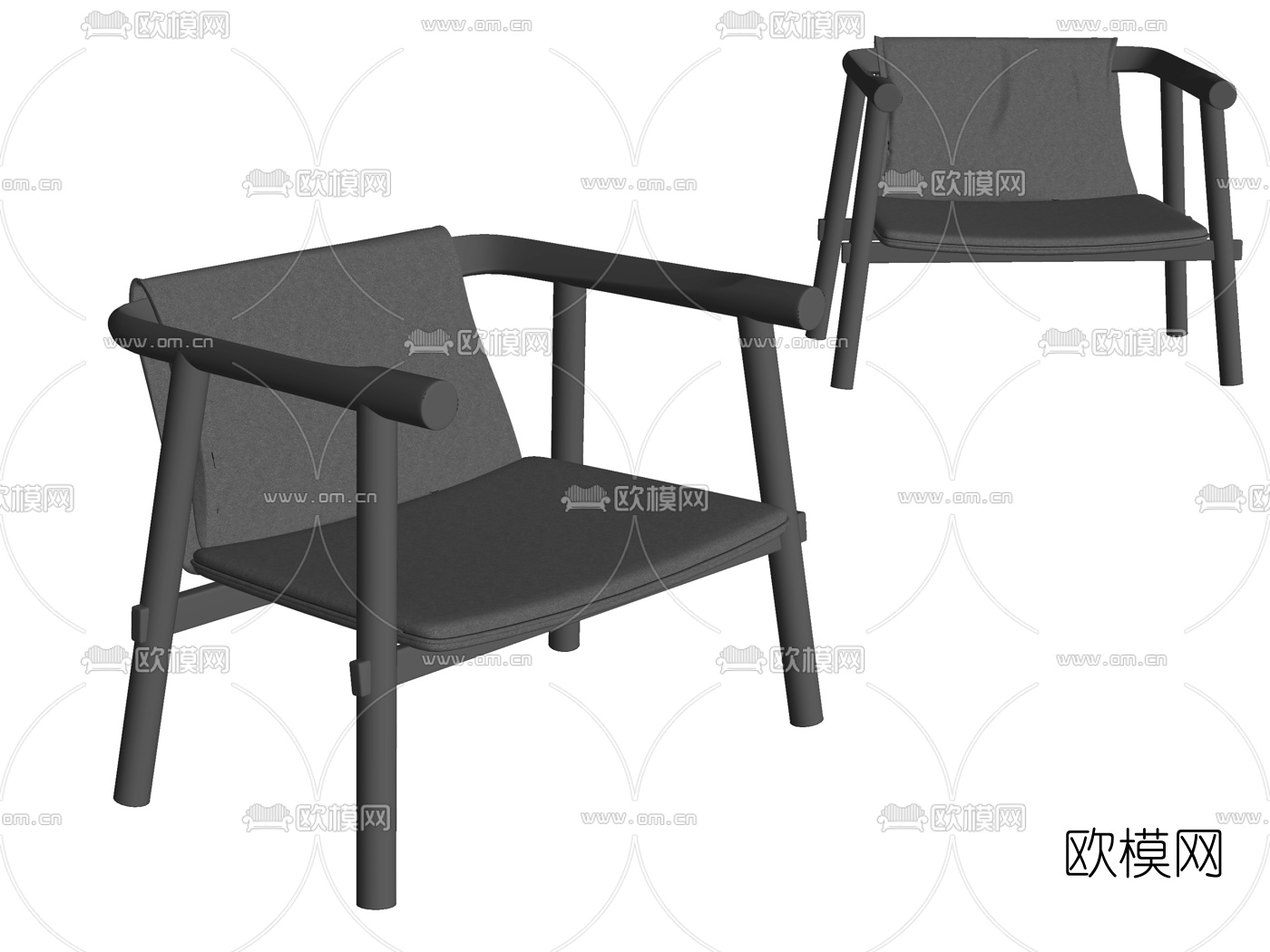 现代皮革休闲椅su模型