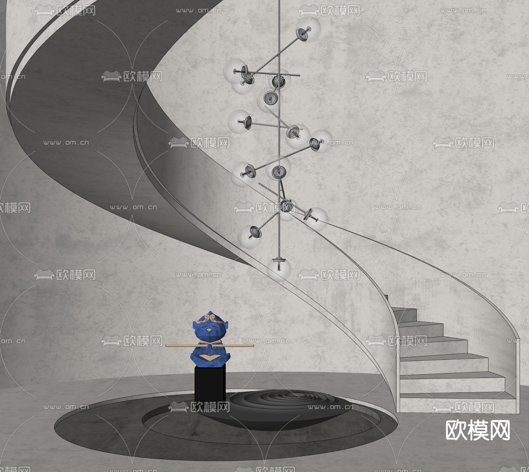 现代楼梯雕塑小品su模型