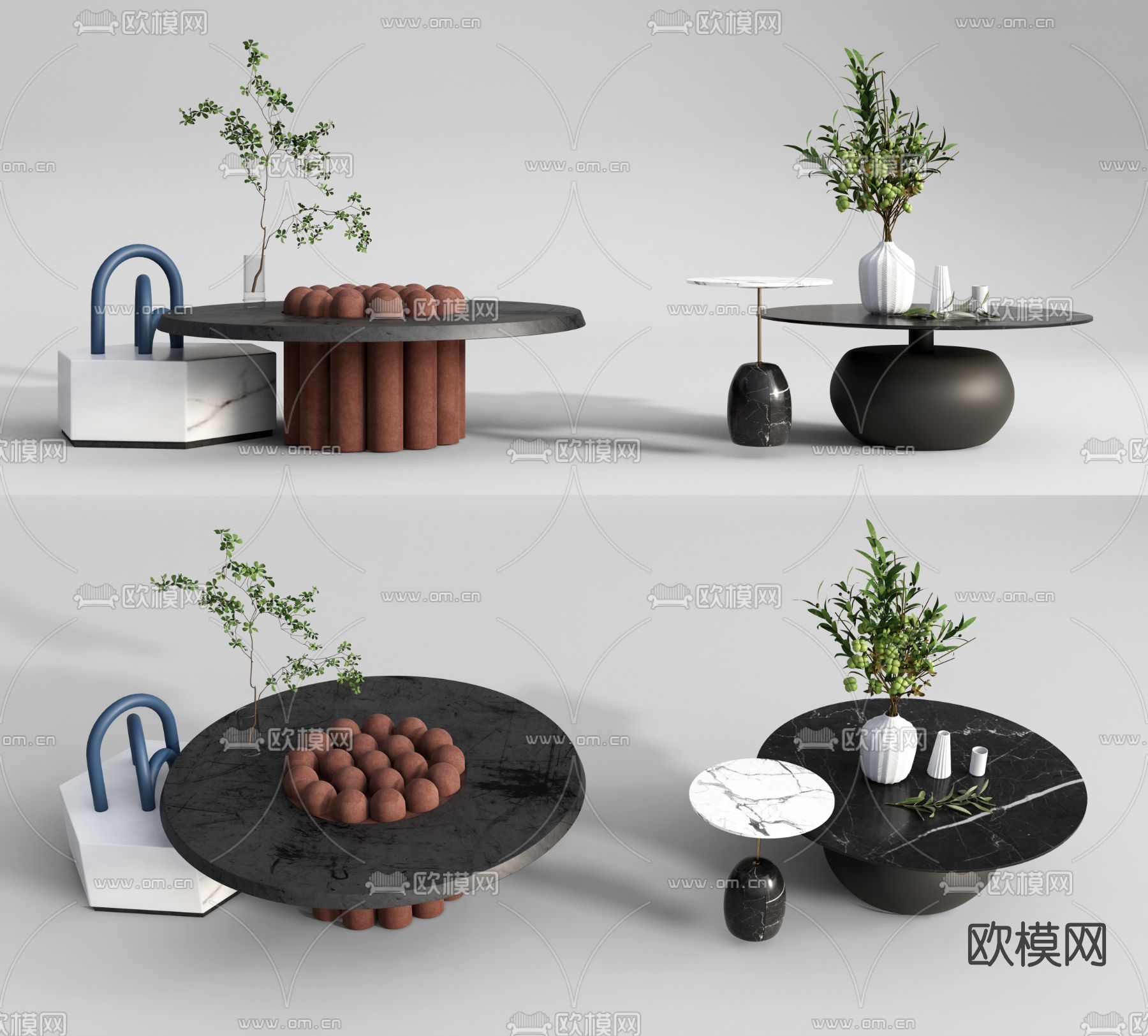 现代轻奢茶几su模型下载（渲染图1）