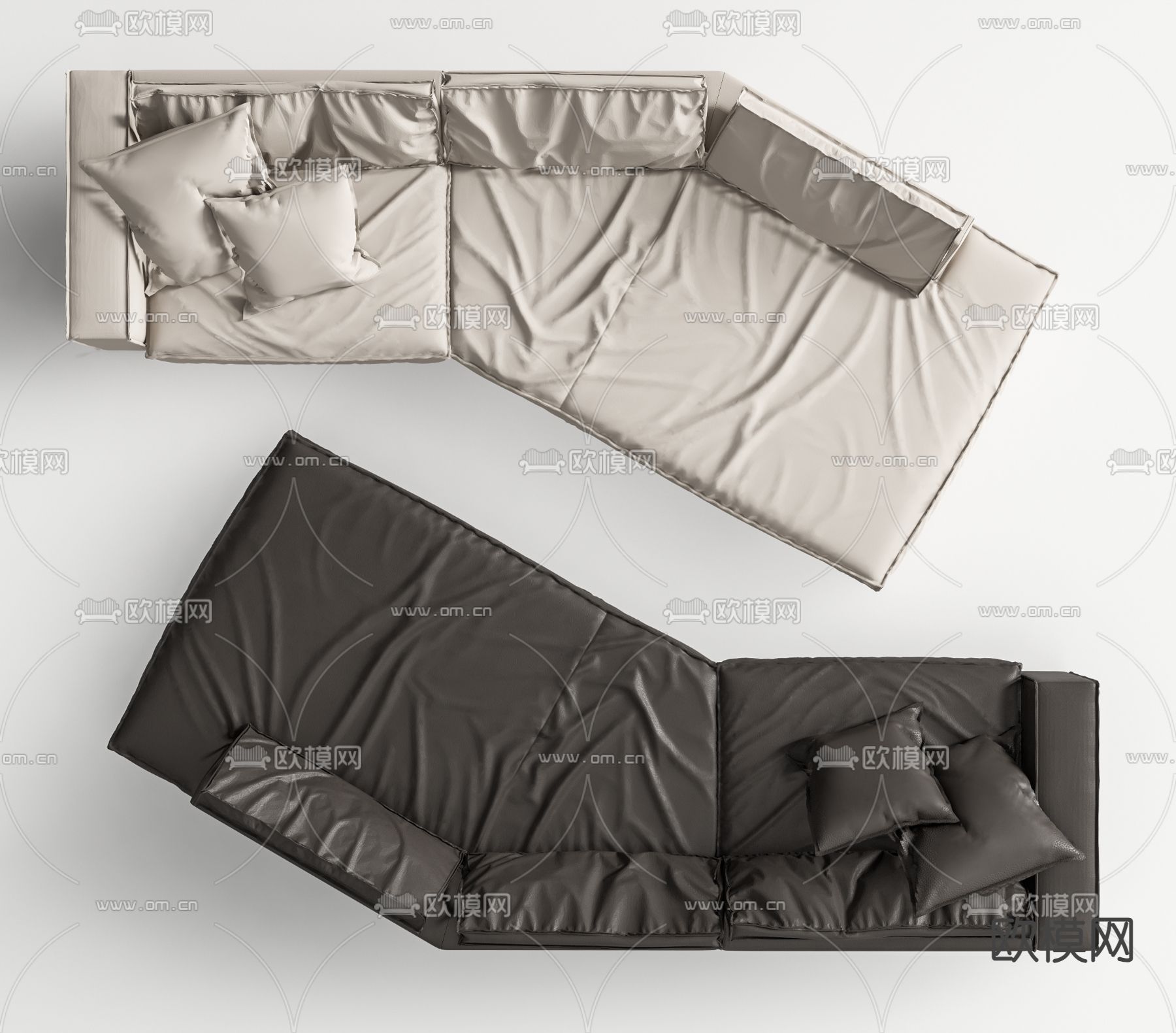 Baxter 转角沙发 异型沙发su模型下载（渲染图2）