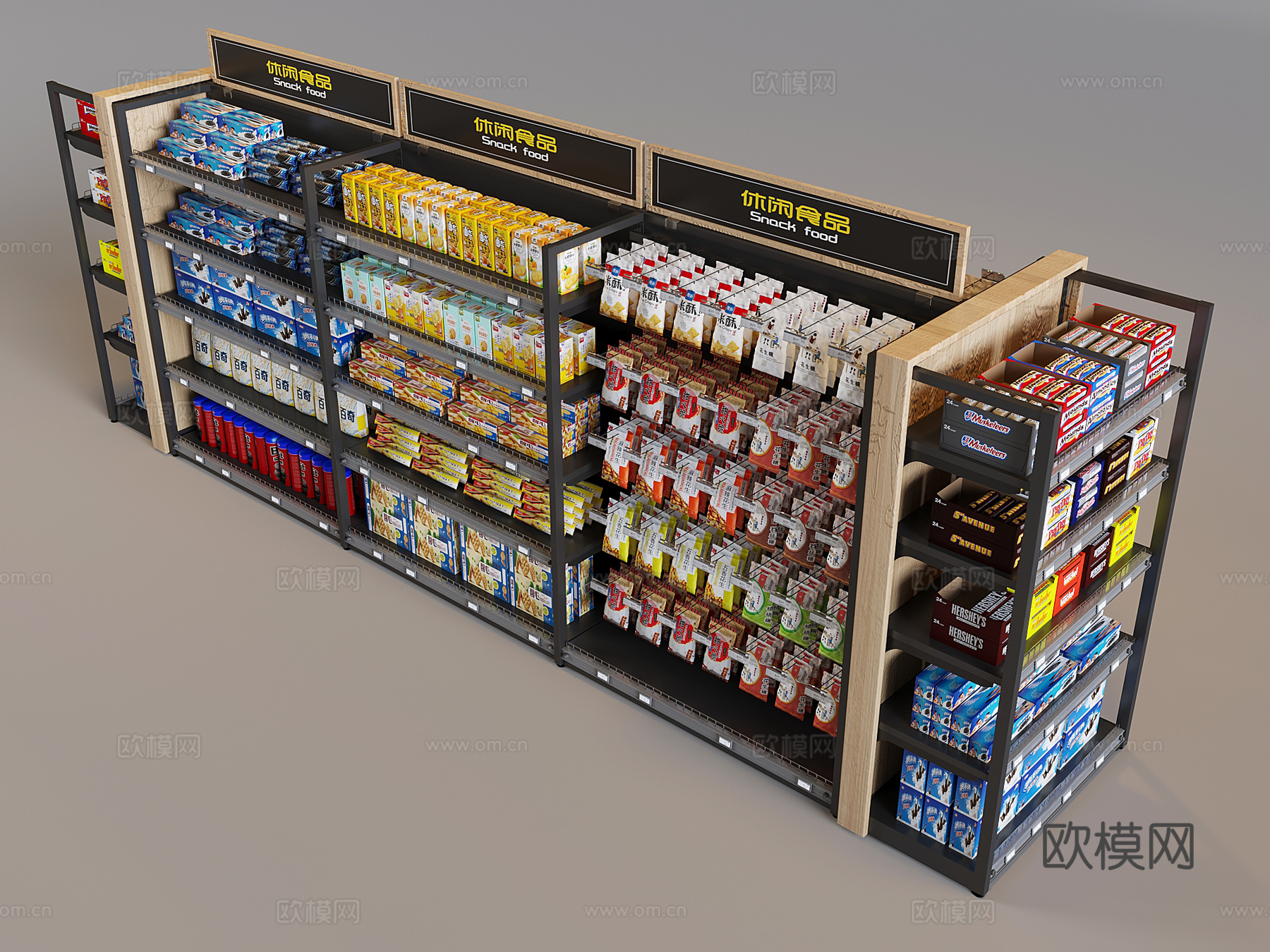 休闲食品展示货架 巧克力陈列架展柜su模型