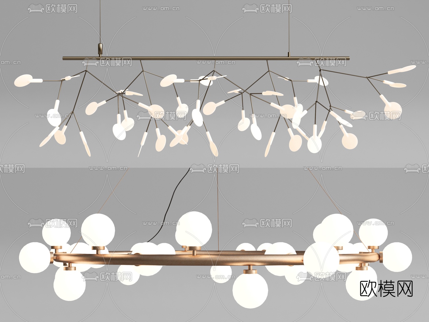 现代轻奢吊灯su模型
