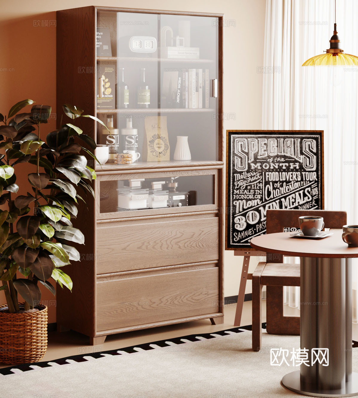 中古风餐边柜 备餐柜3d模型下载