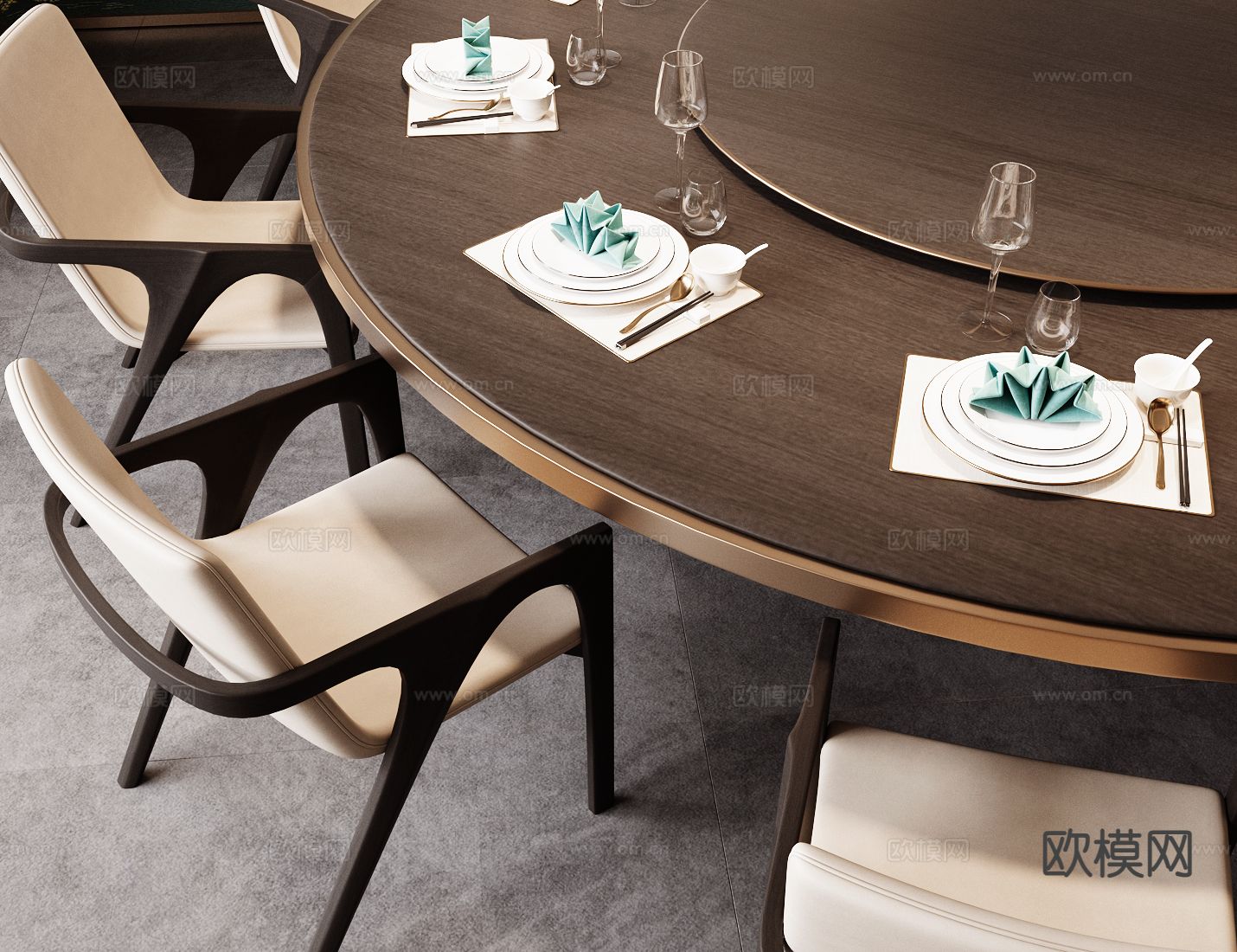 新中式餐具 餐盘餐具 碗碟 筷子su模型下载（渲染图2）