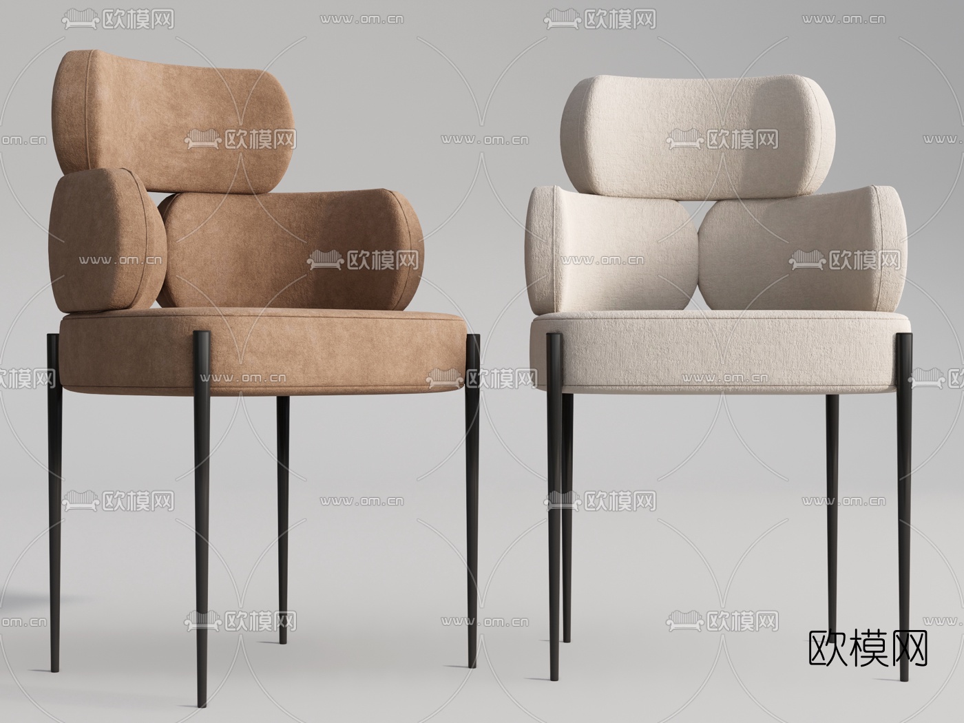 现代布艺休闲椅su模型下载（渲染图1）