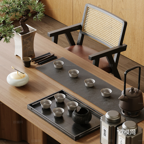 新中式茶具 茶壶 烧水壶 公道杯3d模型下载