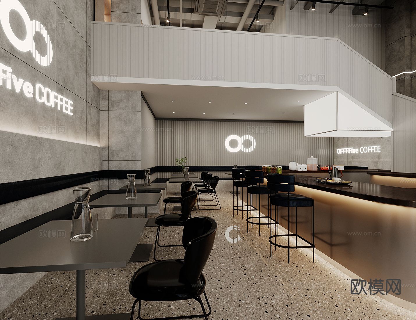 现代咖啡厅3d模型下载（渲染图2）