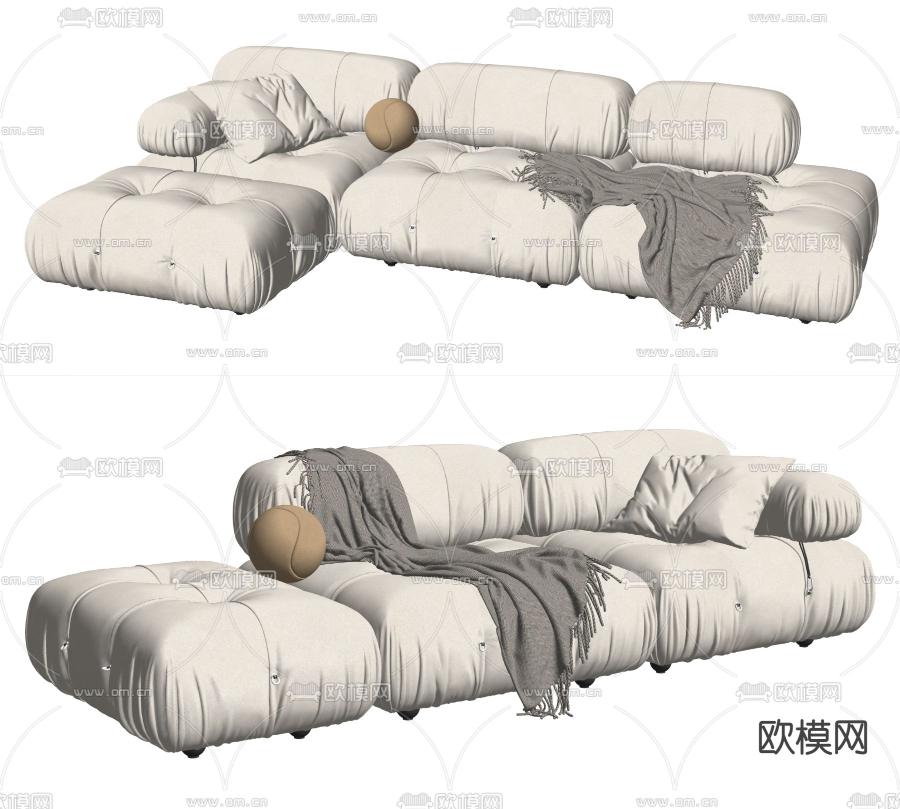 B&B多人沙发 转角沙发su模型下载（渲染图2）