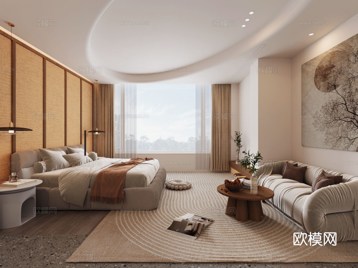 侘寂酒店客房 民宿套间3d模型下载