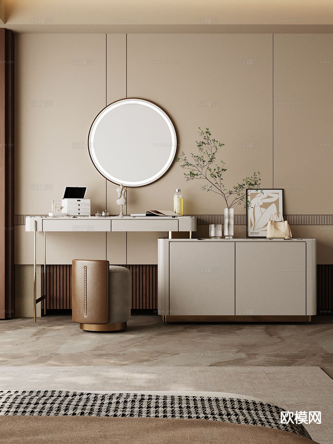 意式梳妆台 化妆台3d模型下载