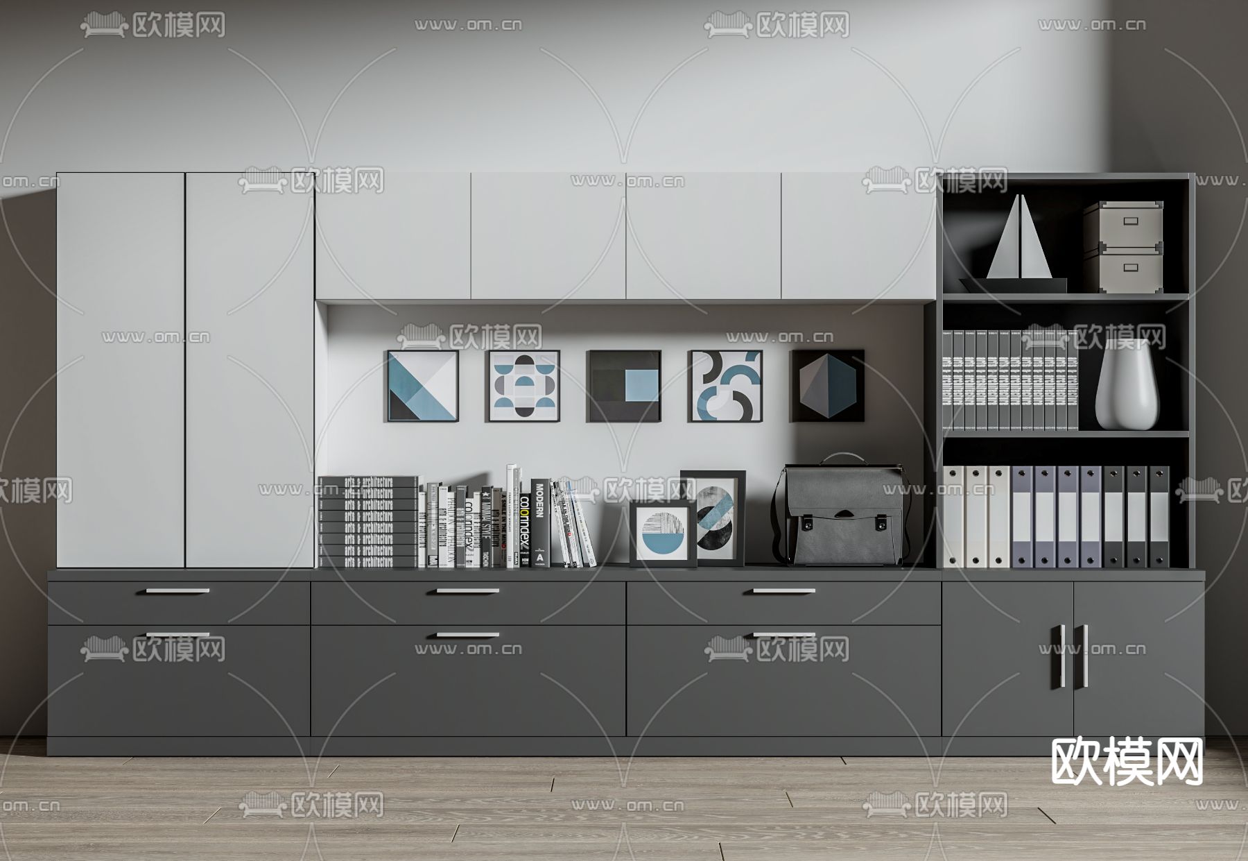 现代文件柜 档案柜su模型下载（渲染图1）