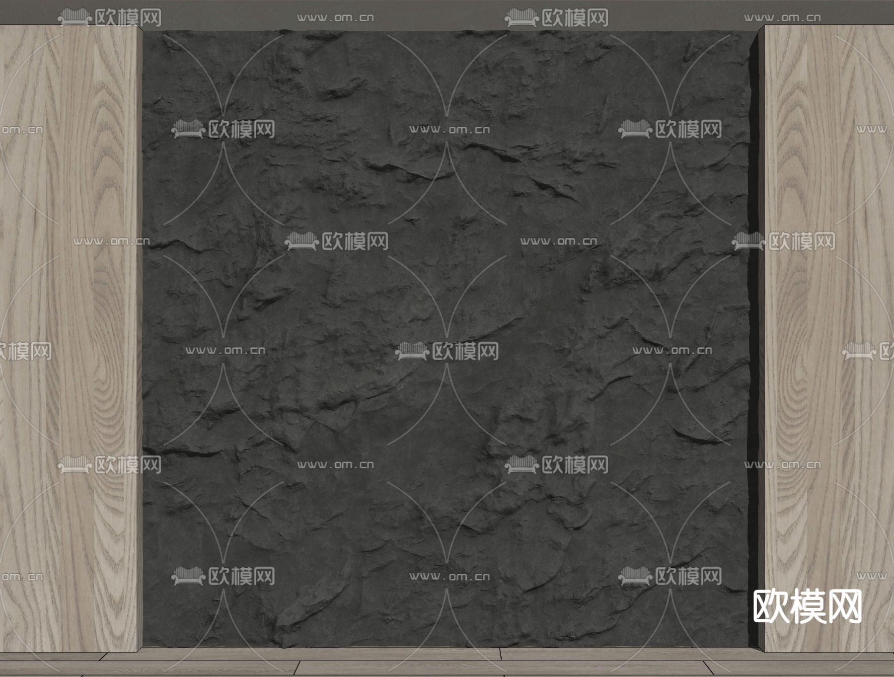 现代毛石墙面 岩石墙su模型下载（渲染图2）